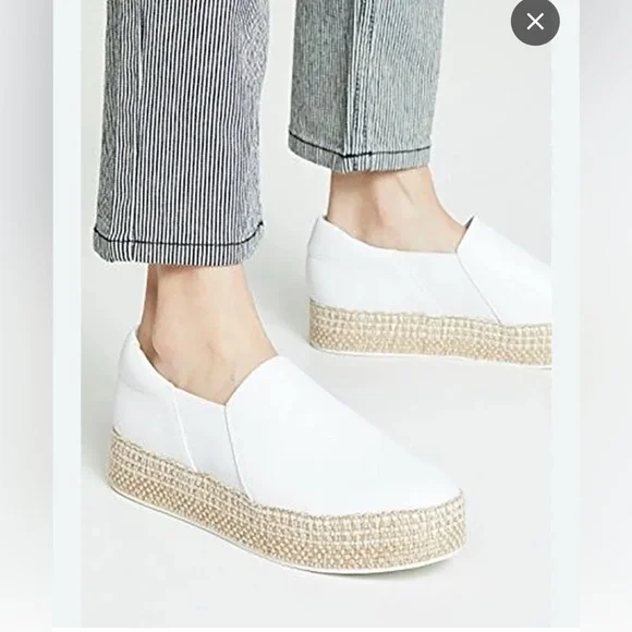 Vince Wilden white leather slip-on espadrille platform sneaker 38.5 8.5 worn 3x - Picture 1 of 9